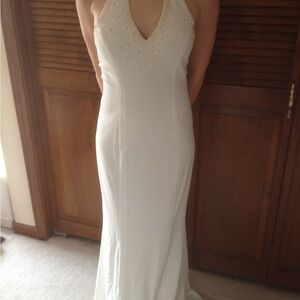 Elegant Off White Halter Dress